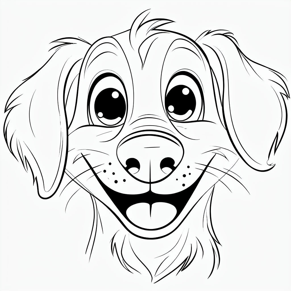 Joyful Cartoon Dog Face Coloring Page For Fun Art Activities Playground