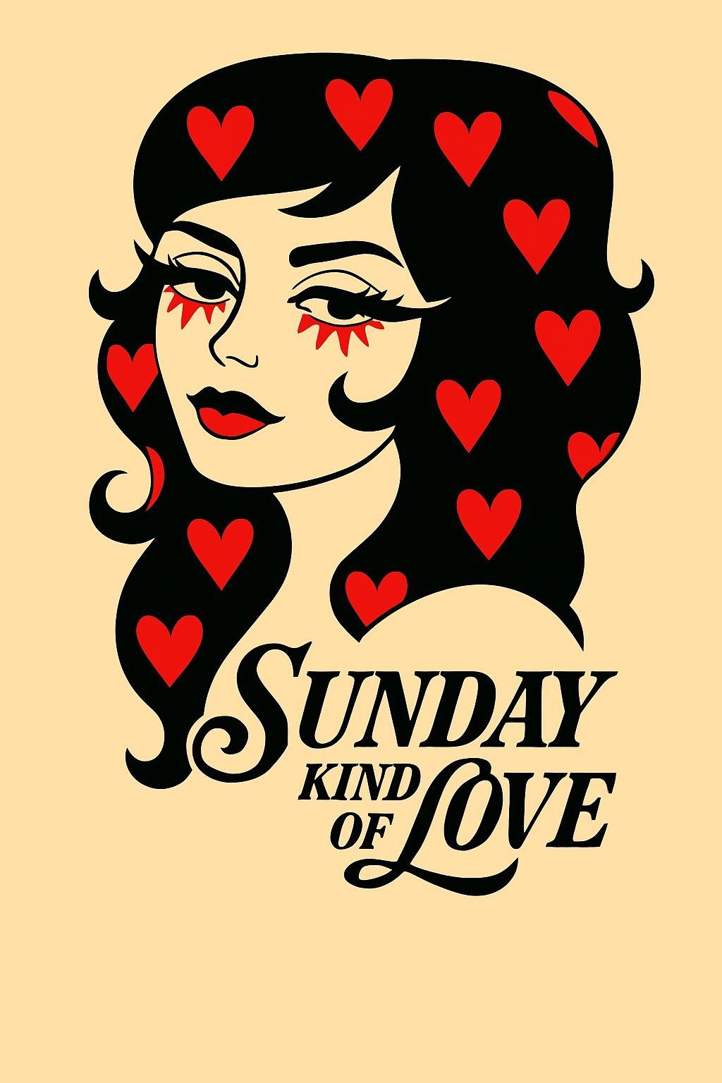 Stylish Pop Art Woman with Heart Details T-Shirt