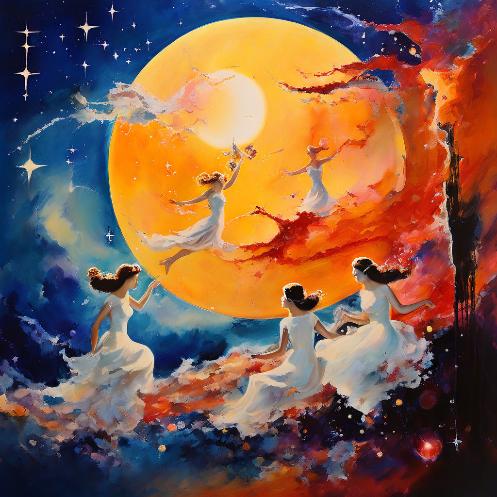 MOON MAIDS MAKING MERRY IN A MOONSCAPE IN THE STYLE OF CHAGA... by ...