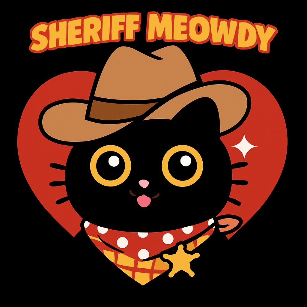 Playful Sheriff Meowdy Cat Illustration T-Shirt