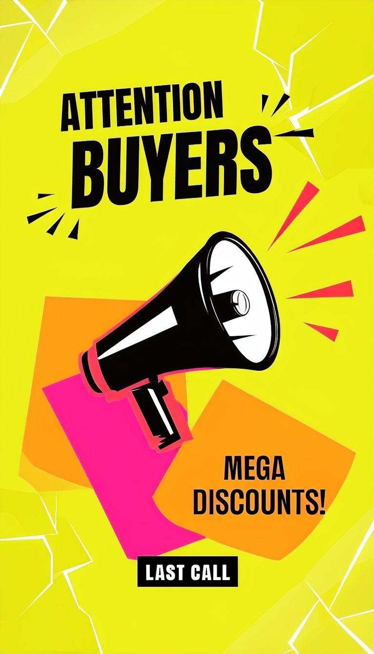 Attention Buyers Mega Discounts Bold Advertisement Design Ads