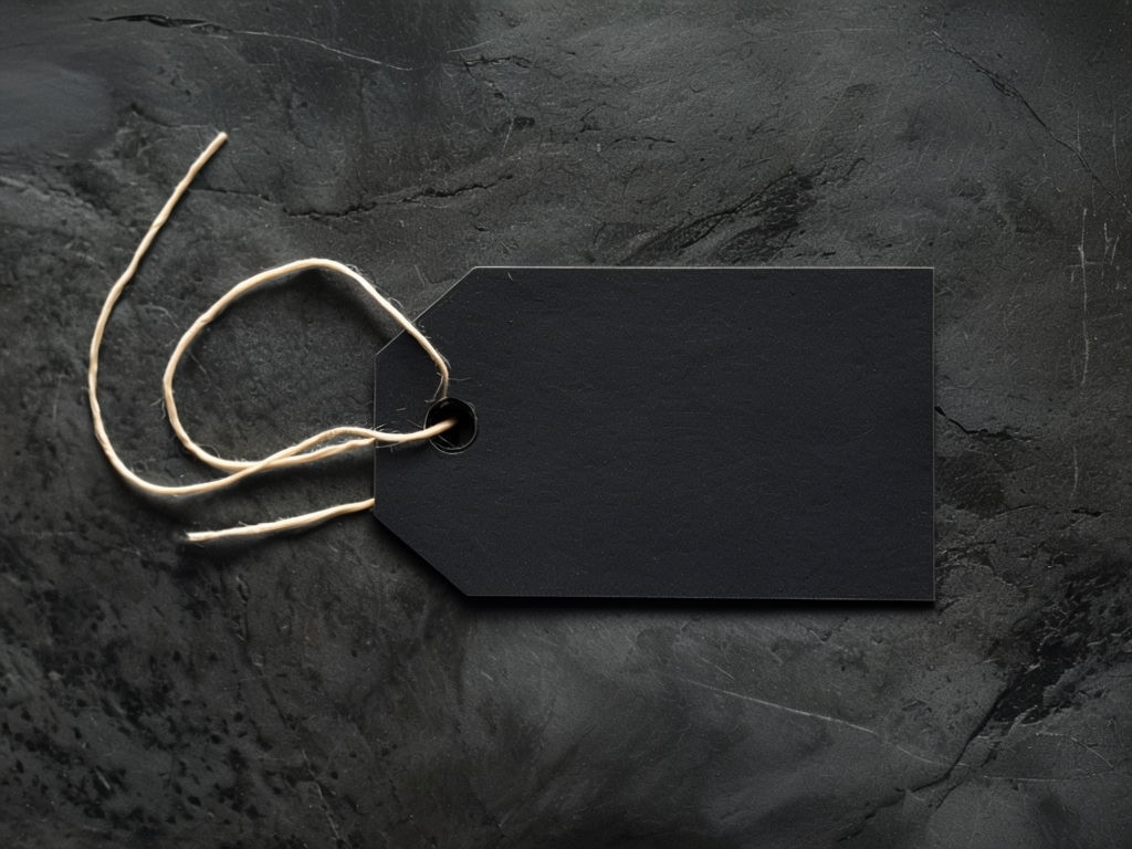 Elegant Black Gift Tag with Looping String Mockup