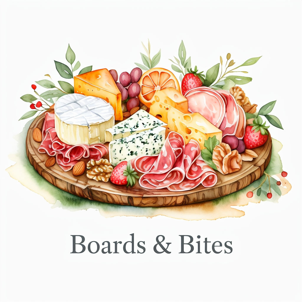 Gourmet Charcuterie Board Watercolor Logo Design