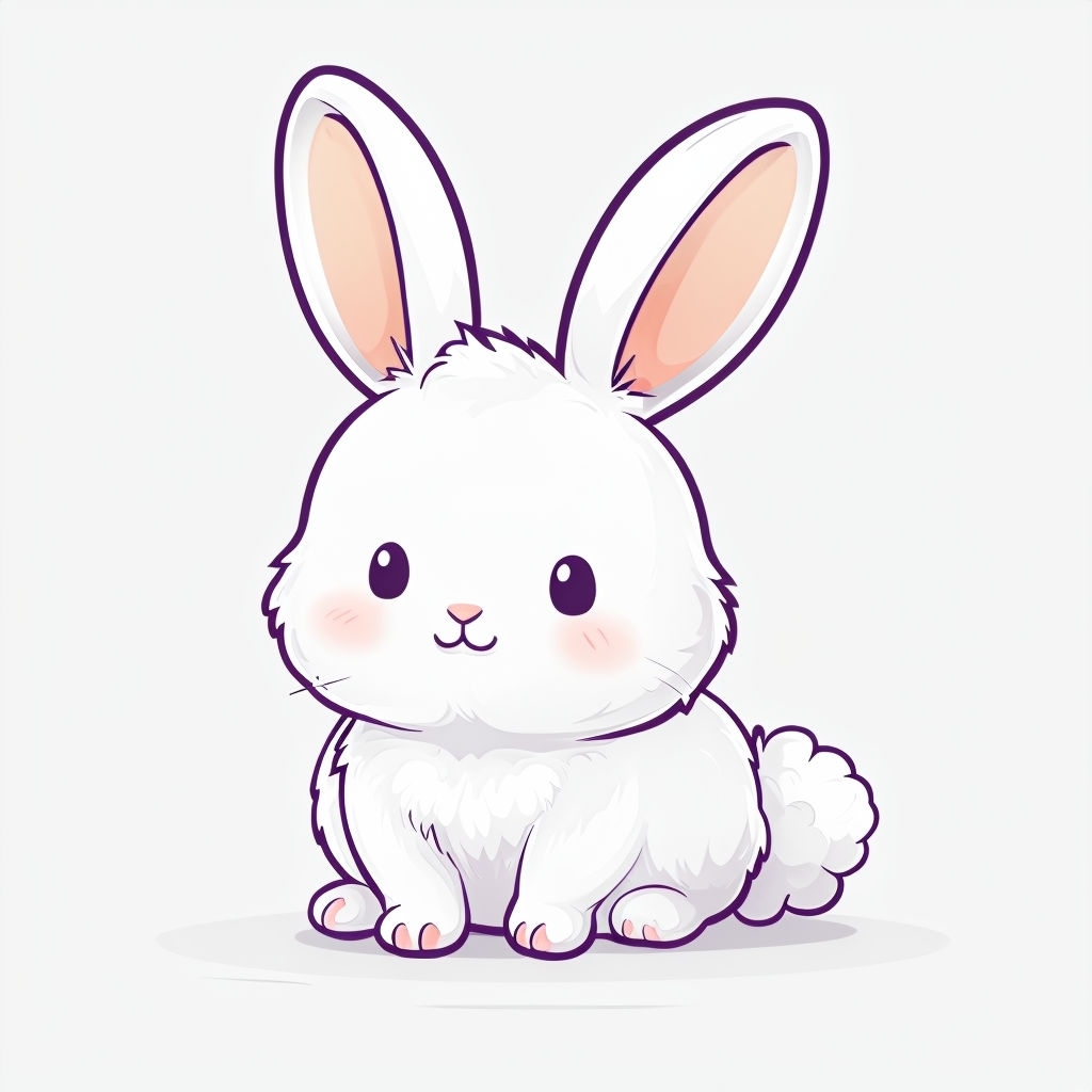Adorable Kawaii White Bunny Cartoon Illustration Mug