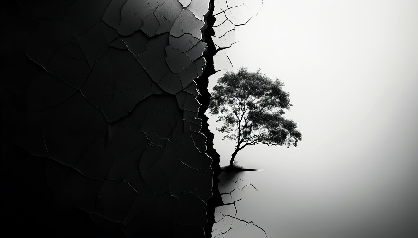Monochrome Tree Split Contrast Digital Artwork Virtual Background