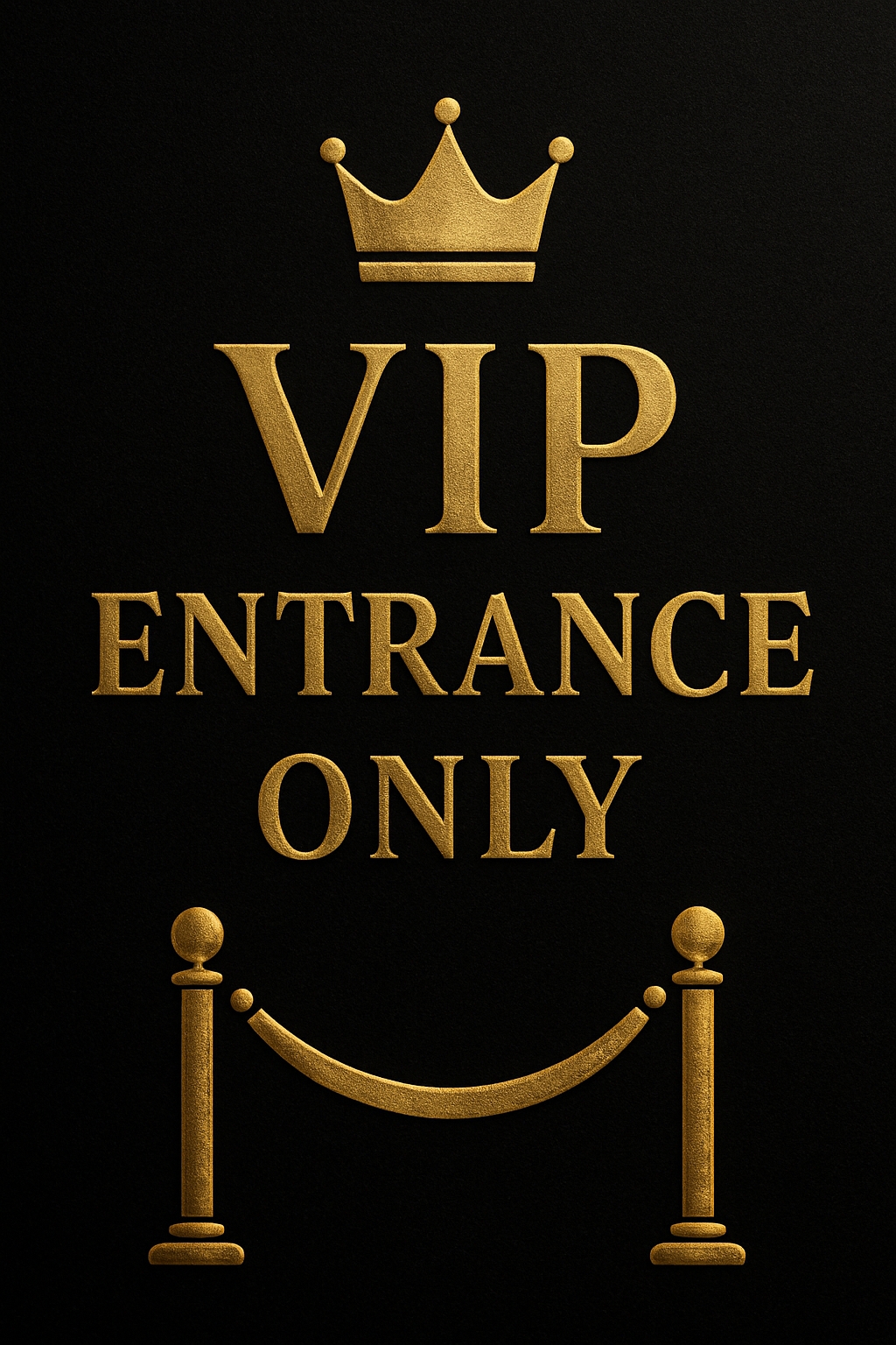 Luxurious Gold VIP Entrance Sign with Crown and Stanchions Design Event Sign