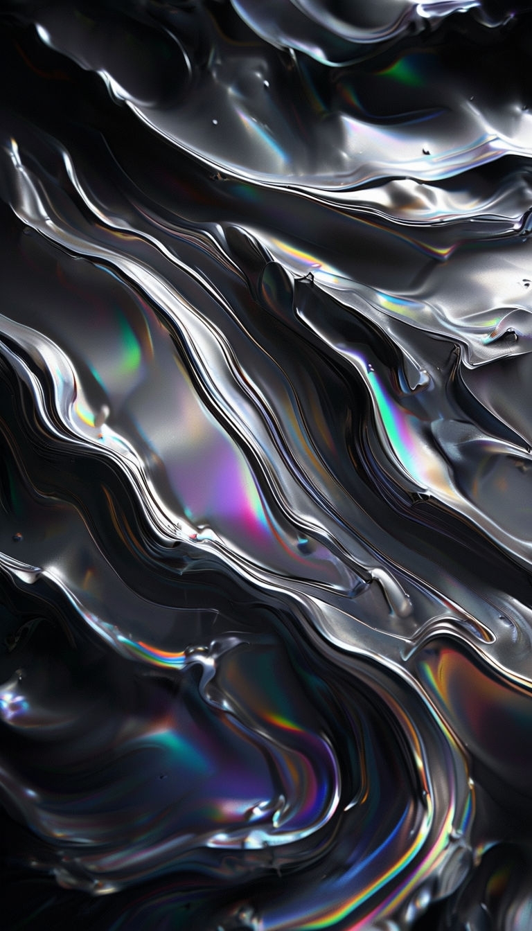 Dynamic Iridescent Abstract Liquid Patterns Mobile Wallpaper