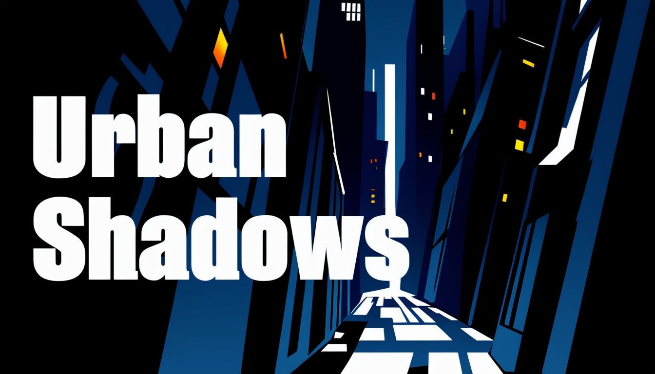 Stylized Night Cityscape Illustration with Urban Shadows Text Social Media Post