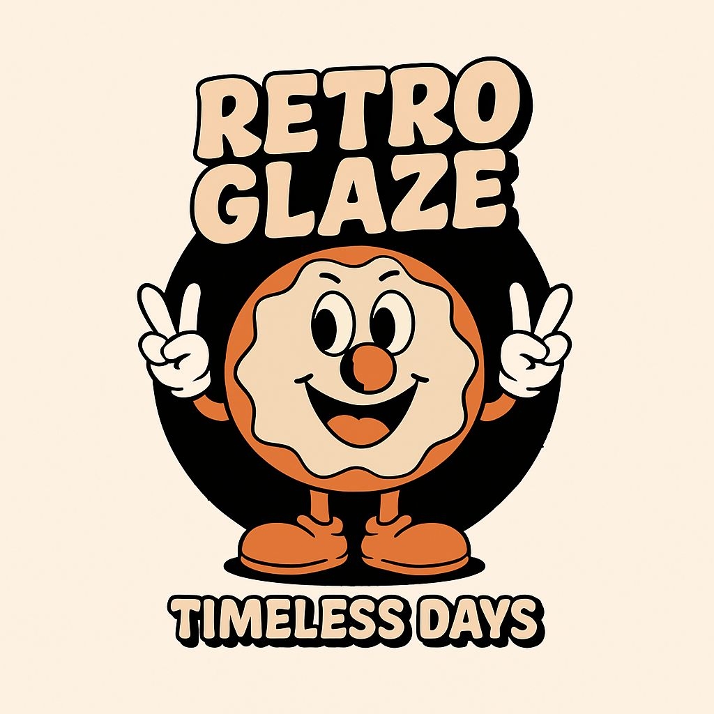 Cheerful Retro Cartoon Pie Character with Peace Signs Sticker