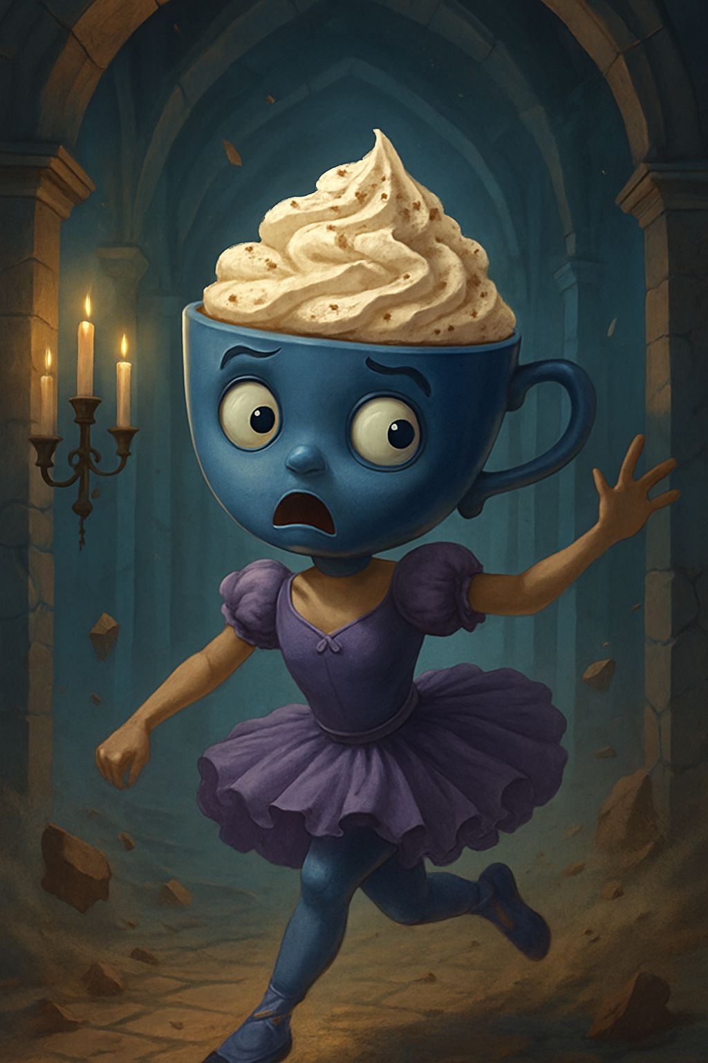 Surreal Ballerina Coffee Cup in Gothic Hall Digital Art
