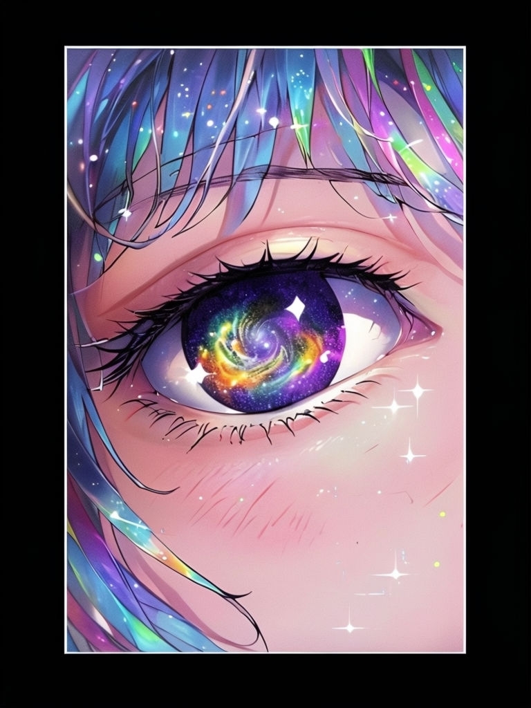 Vibrant Cosmic Anime Eye Design T-Shirt