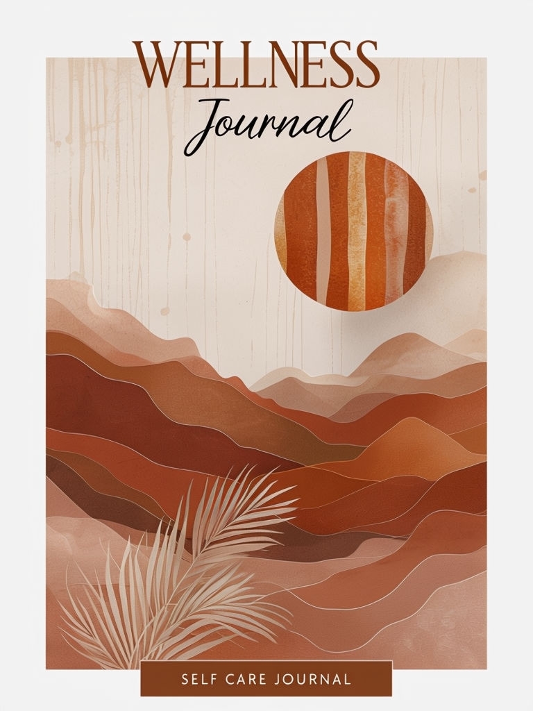 Warm Minimalist Wellness Journal Cover with Abstract Art EBook Cover