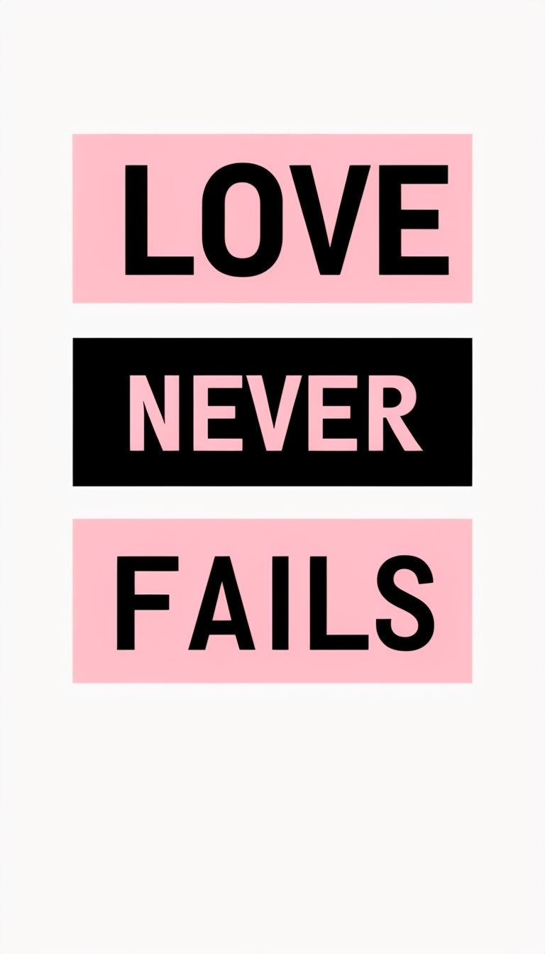 Love Never Fails Minimalist Typography T-Shirt