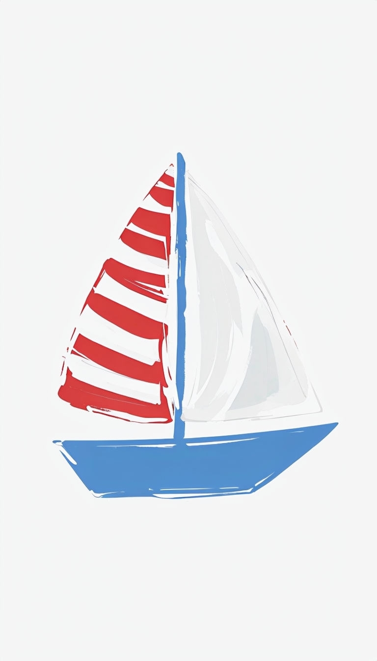 Minimalist Sailboat Digital Art Design for Phone Case Cover