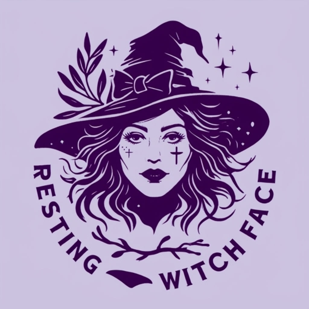 Serene Witch Face Illustration with Botanical Elements Mug