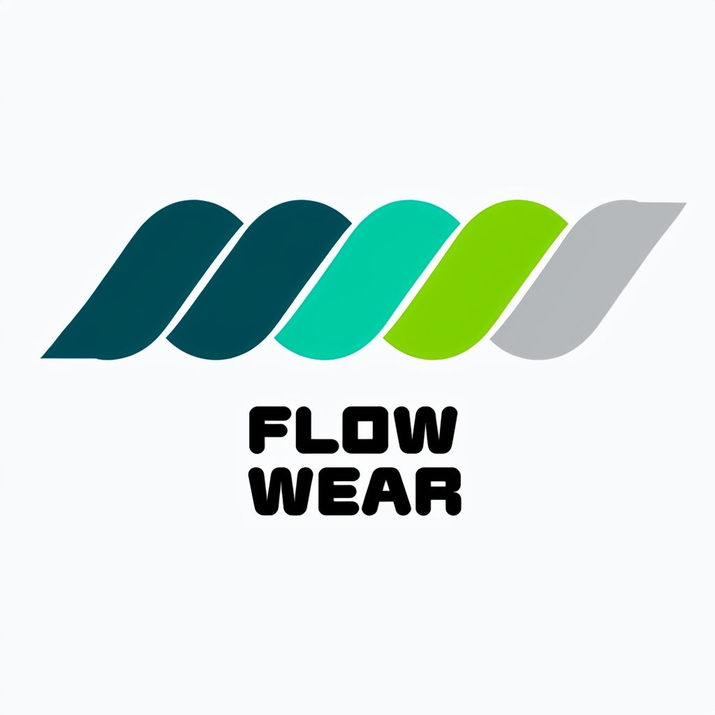 Colorful Modern Flow Wear Logo Design with Geometric Shapes