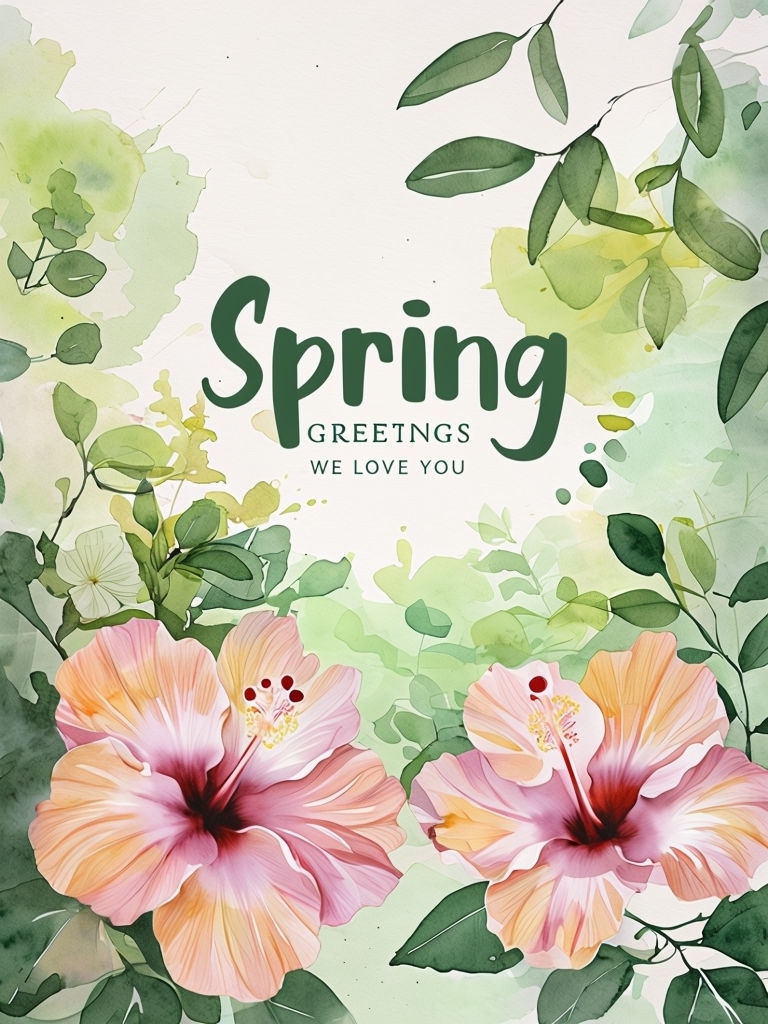 Serene Watercolor Spring Floral Greetings Card Design