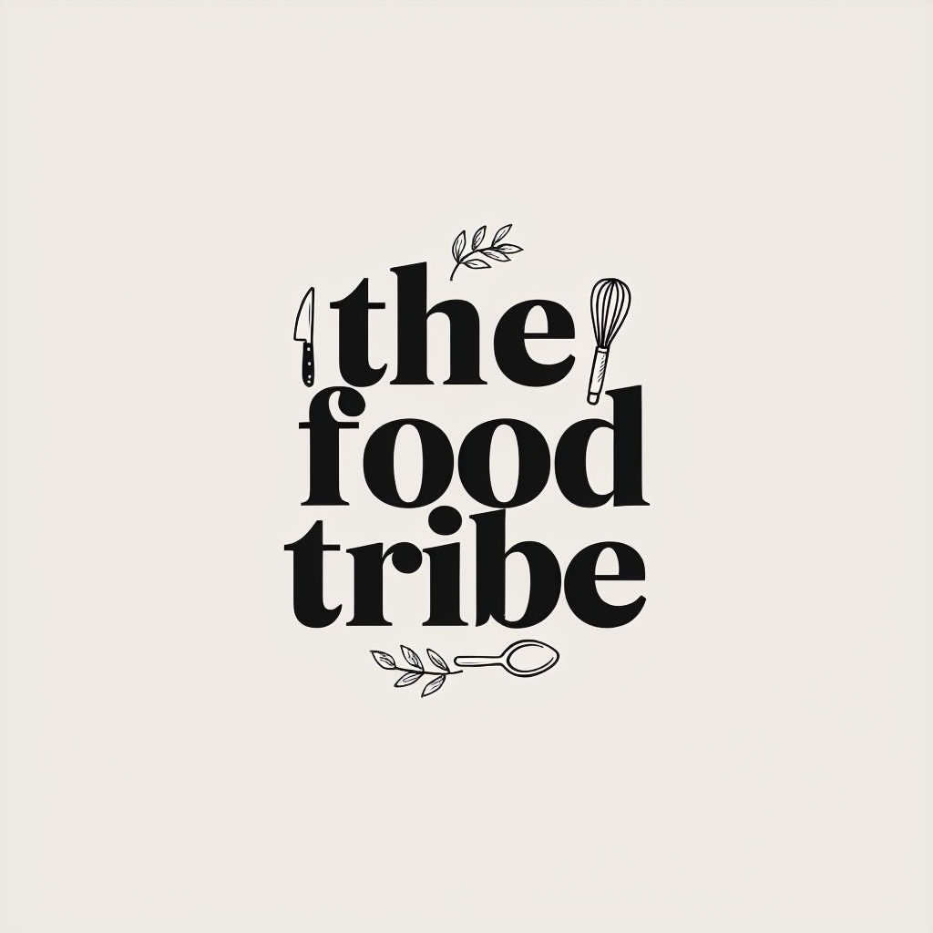 Minimalist The Food Tribe Logo with Hand-Drawn Icons