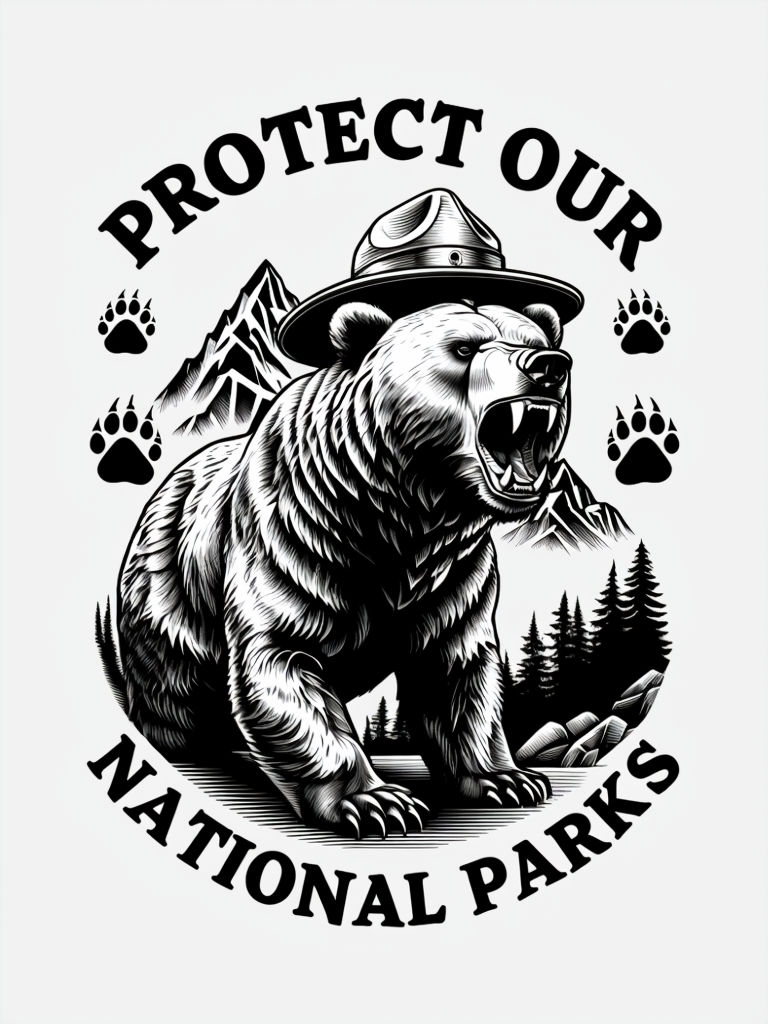 Vintage Bear Ranger National Parks Conservation T-Shirt