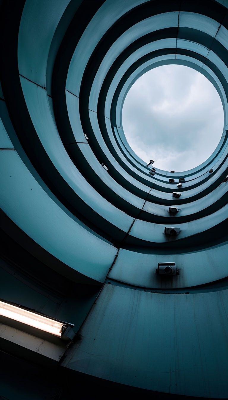 Teal Curved Architectural Photography with Sky View Mobile Wallpaper