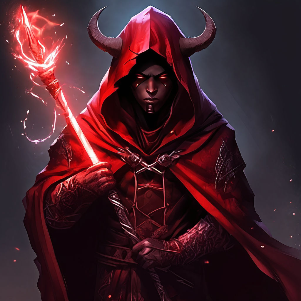 Generate image of Tiefling Wizard of a Tiefling race from dn... by ...