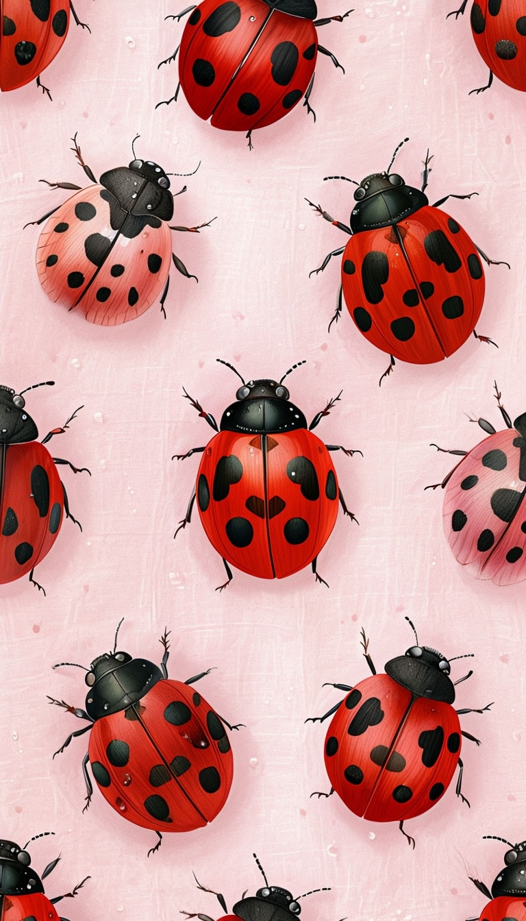 Charming Ladybug Pattern on Soft Pink Background Phone Case Cover