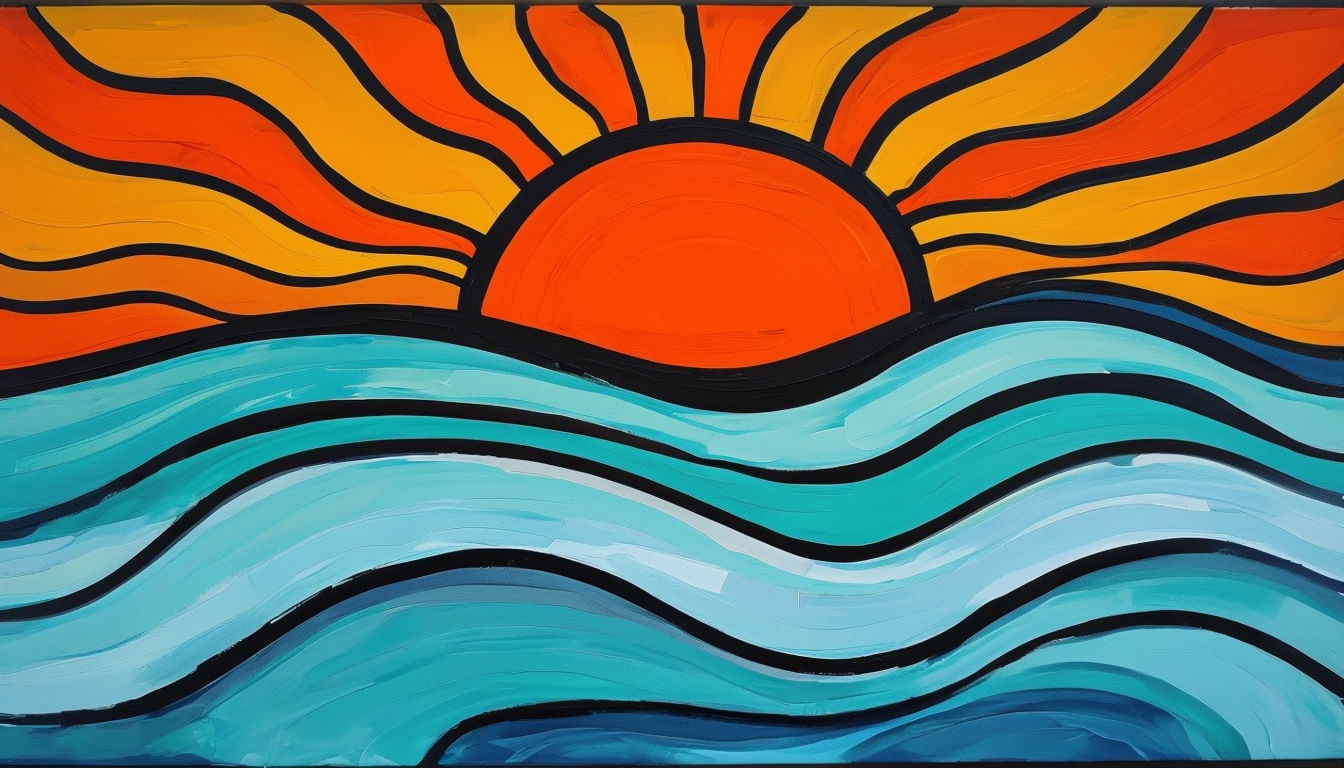 Vibrant Geometric Sunrise Sunset Abstract Art Virtual Background