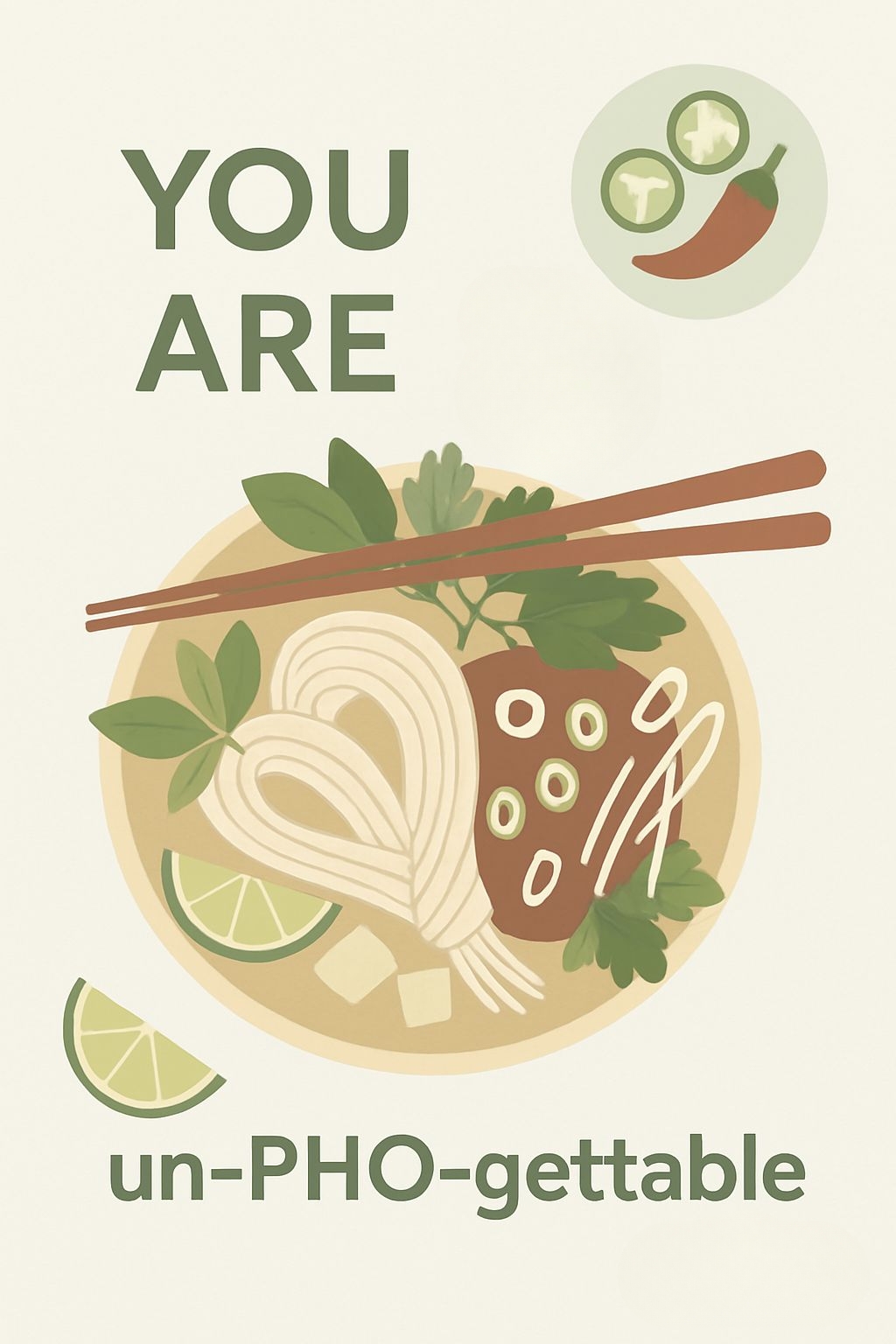 Un-Pho-Gettable Vietnamese Pho Bowl Illustration Invite Card