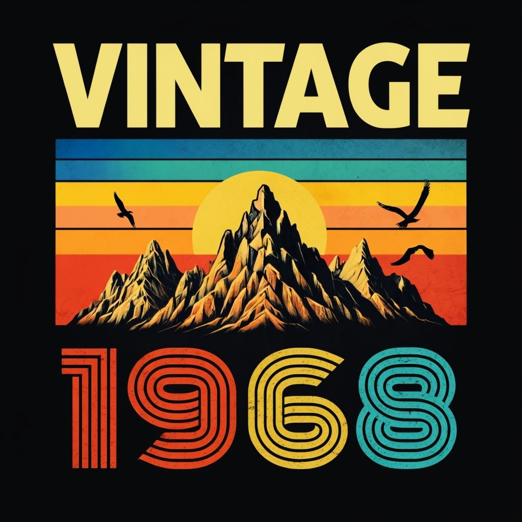 Vintage Retro Mountain Graphic Design T-Shirt