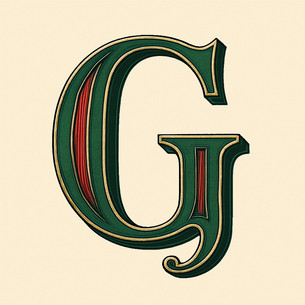 Elegant Vintage Forest Green 'G' Monogram with Gold Accents Monogram