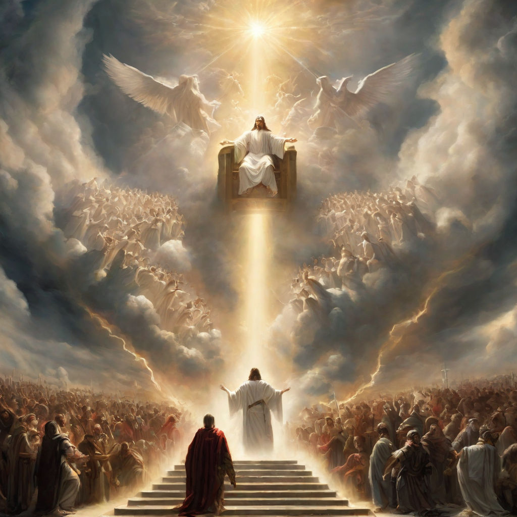 Jesus Sitting On His Throne Leading Legions Of Armies Of An By 