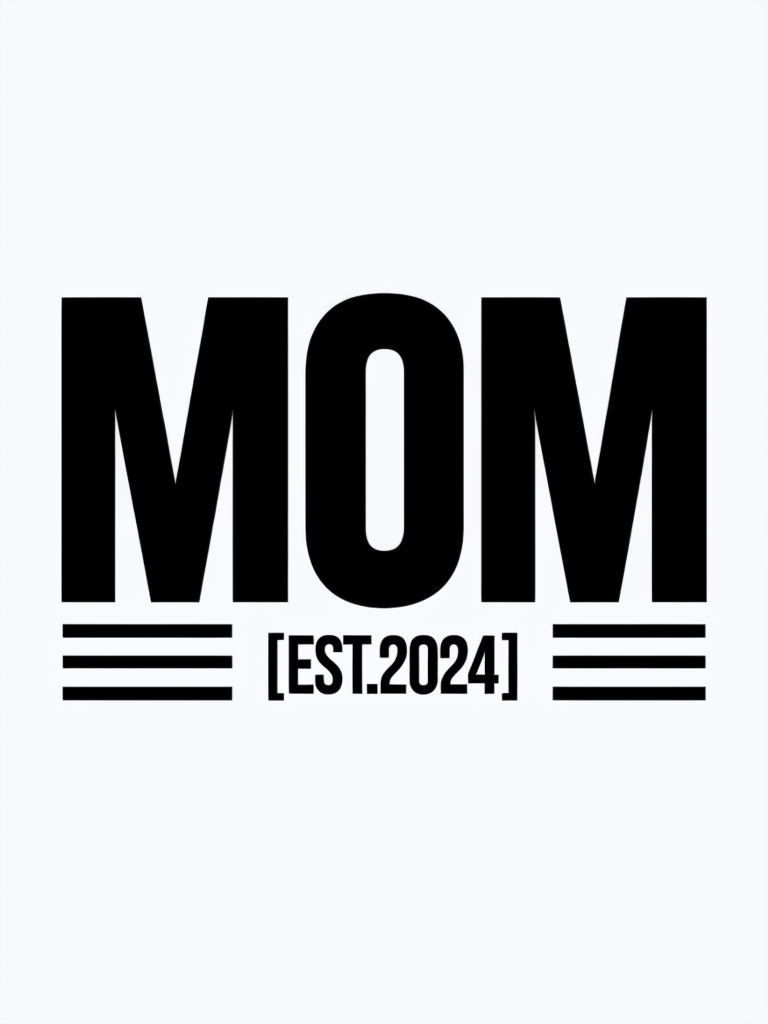 Bold Minimalist MOM EST 2024 Typography T-Shirt