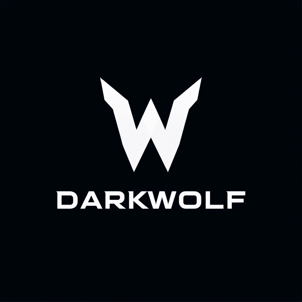 Minimalist Darkwolf Logo with Geometric Wolf Head Design