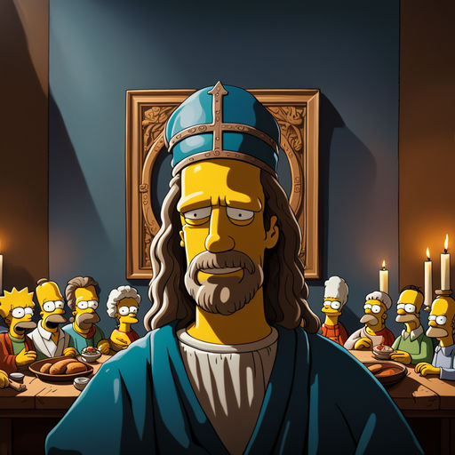 The Simpsons characters gathering for the Last Supper by Dremon Green ...