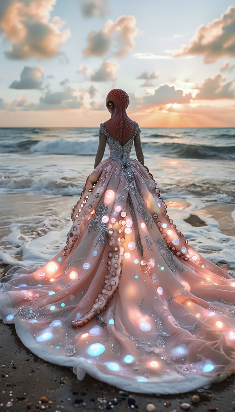  Pink Octopus in Wedding Gown 