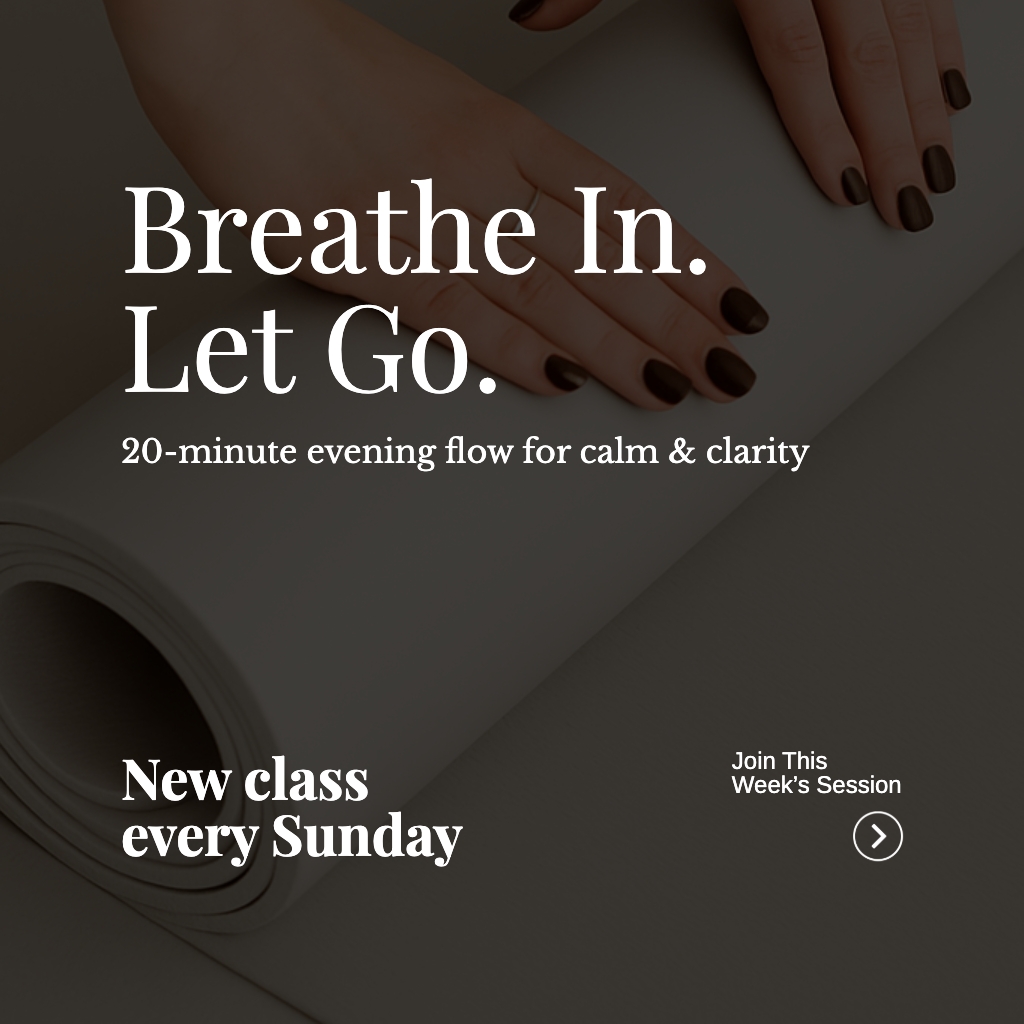 Calm Yoga Session Promotional Image with Motivational Text Instagram Post