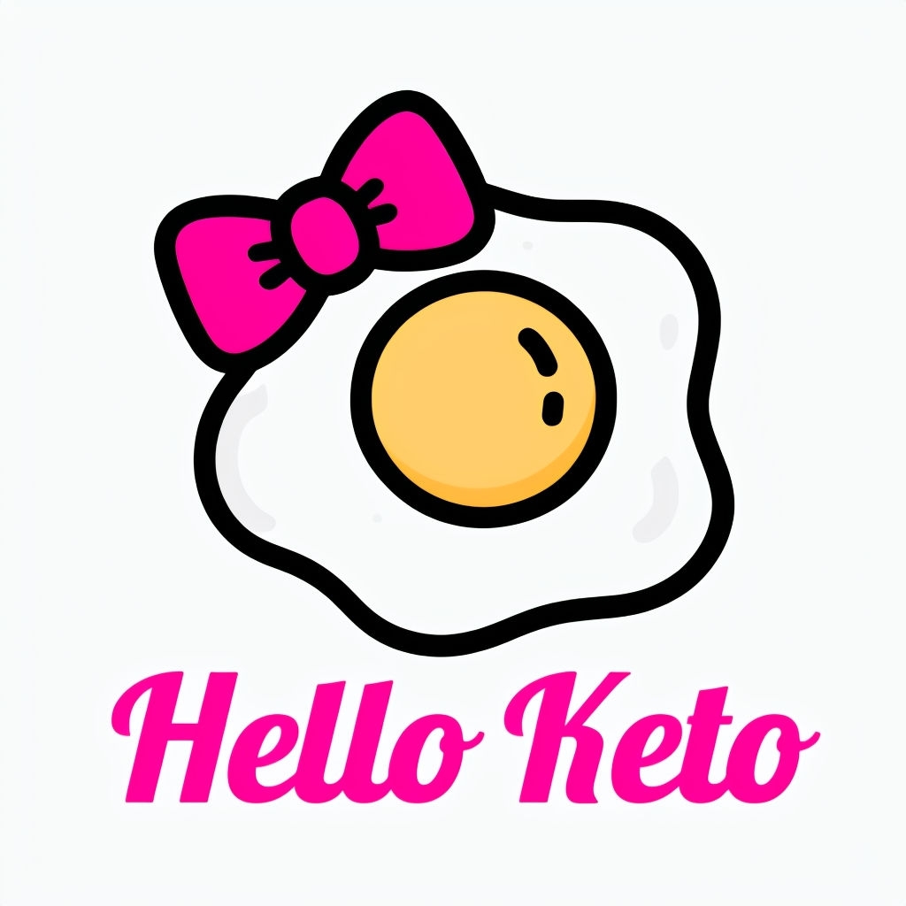 Playful Fried Egg with Bow and Hello Keto Text Sticker