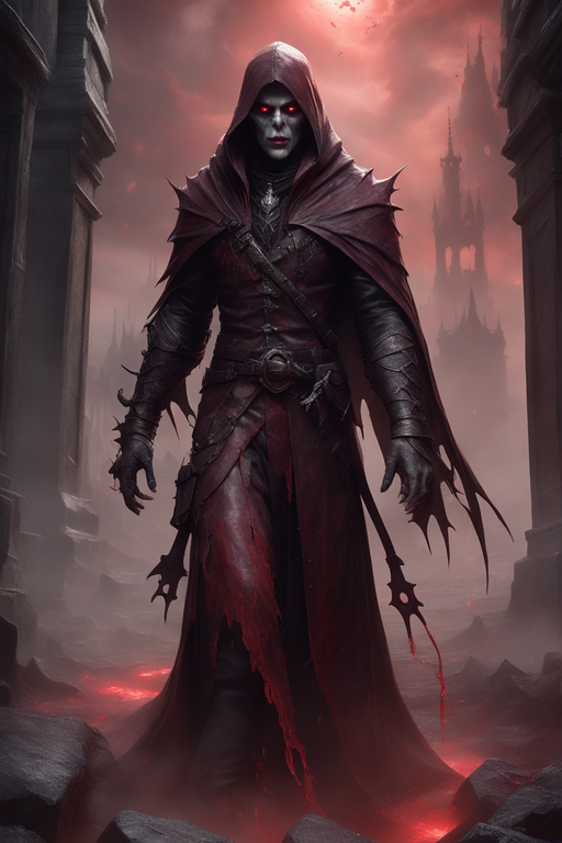 A vampiric entity cloaked in crimson mist by Bob - Playground