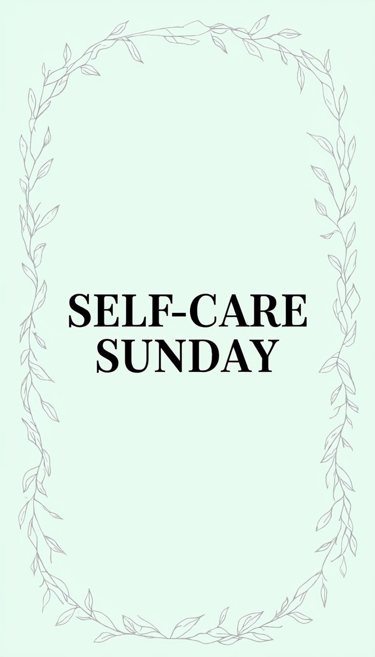 Self-Care Sunday Minimalist Reminder Art for Relaxation