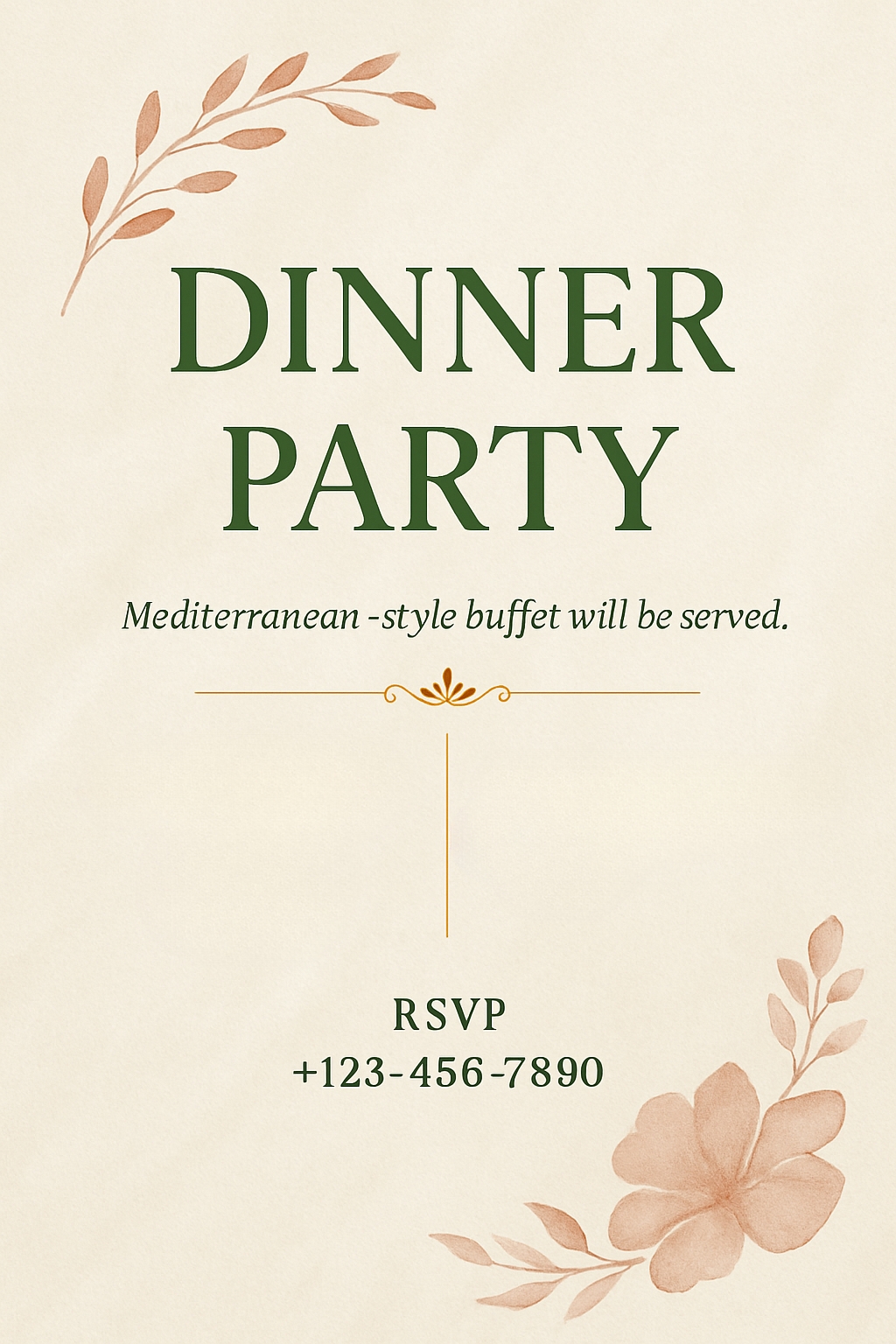 Elegant Minimalist Dinner Party Invitation Card Design