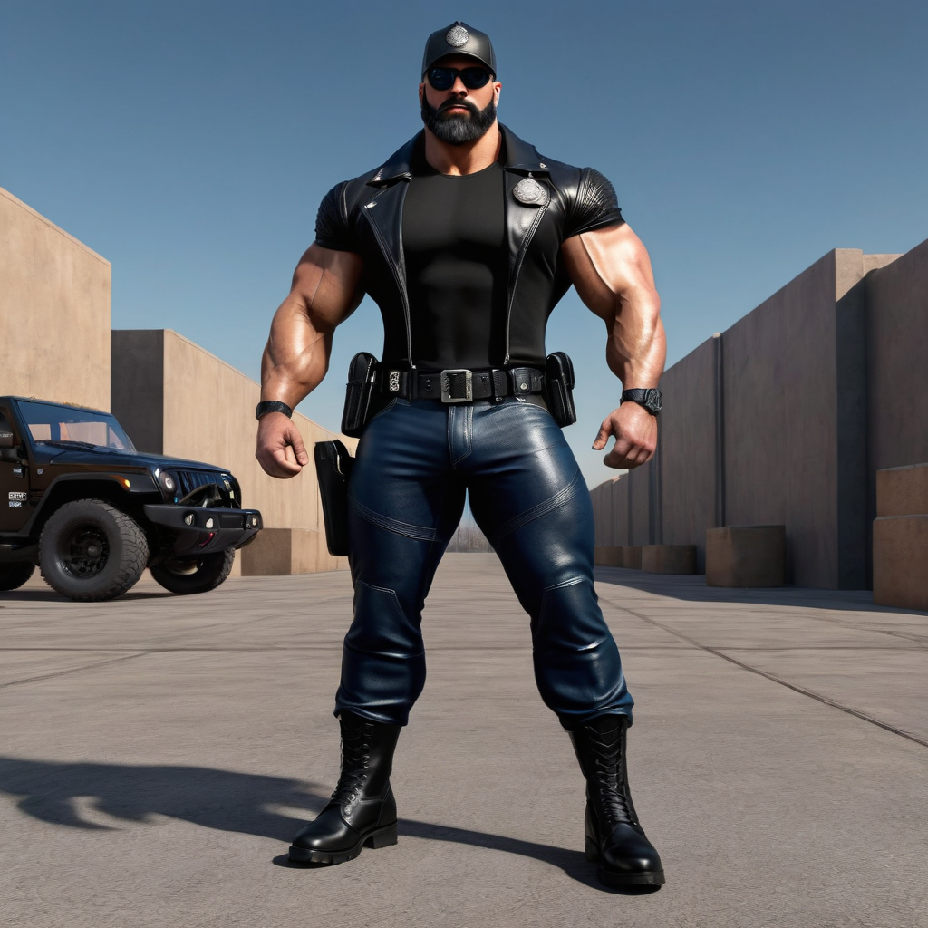 Massive bodybuilder in police uniform by Mitch35935 - Playground