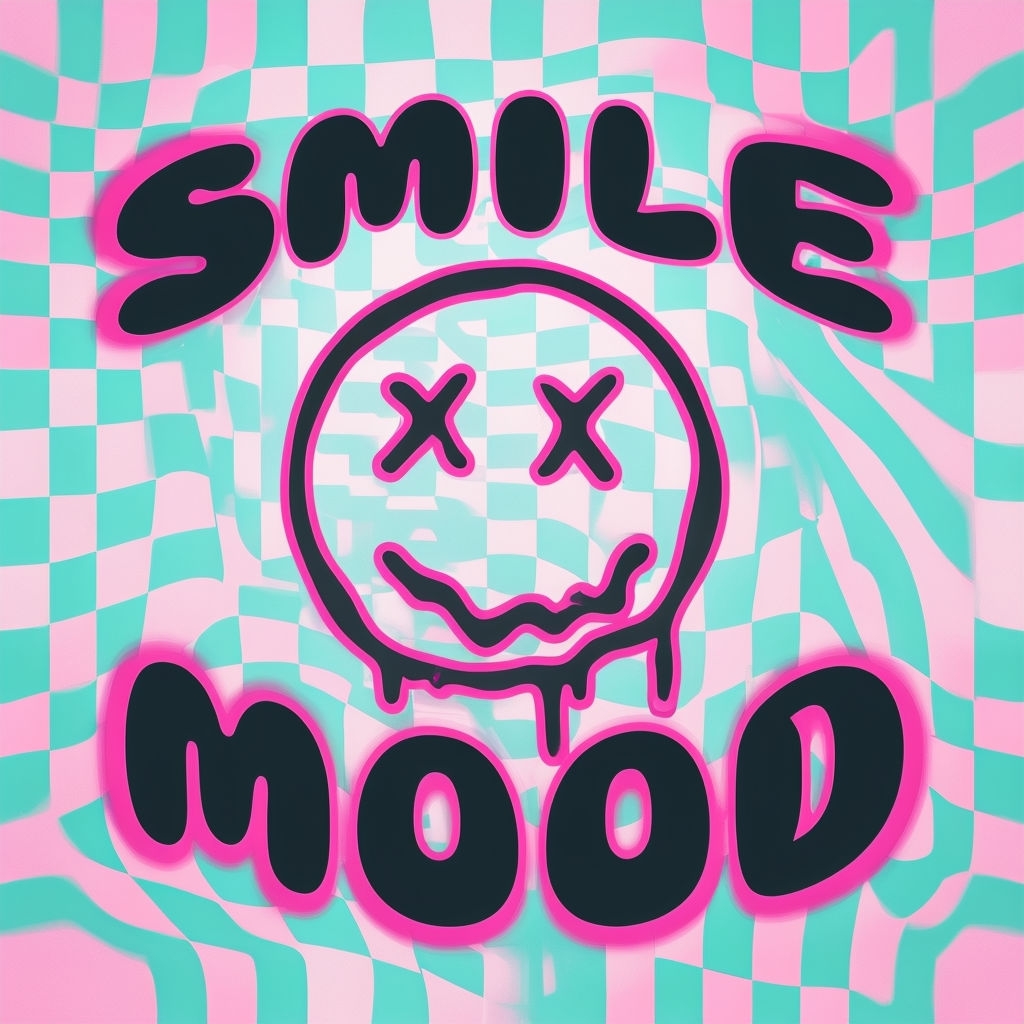 Psychedelic Smiley Face with Neon Pink Dripping Effect T-shirt