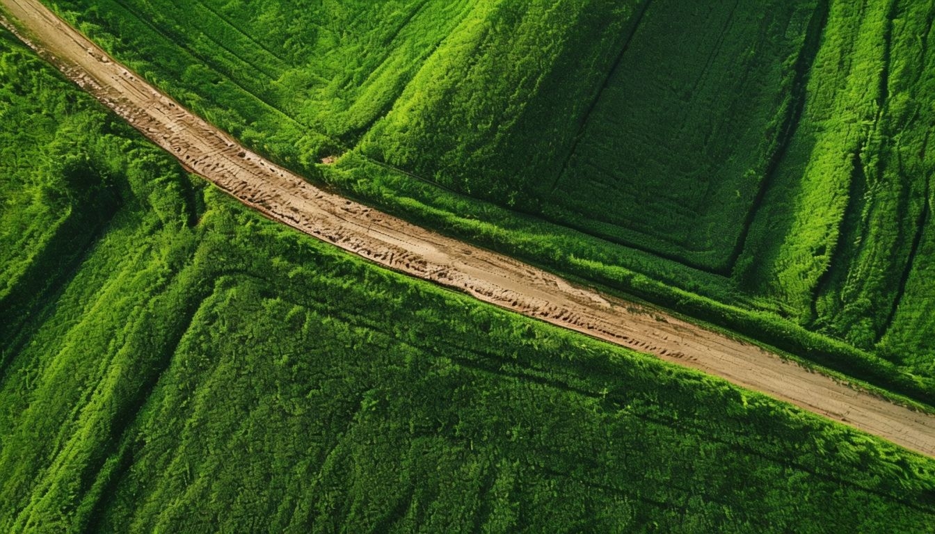 Serene Aerial Rural Landscape with Green Fields Virtual Background