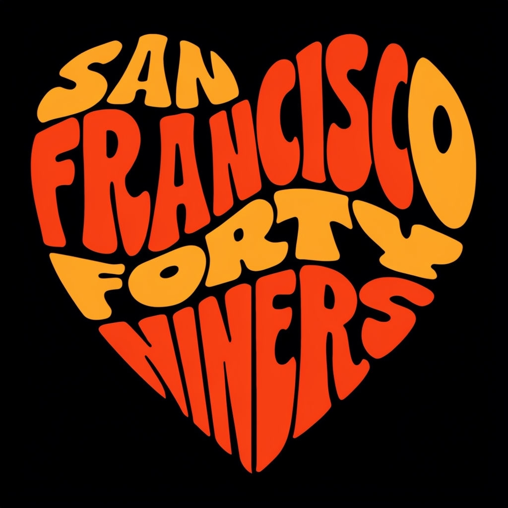 Vibrant Retro San Francisco Forty Niners Heart Design T-Shirt