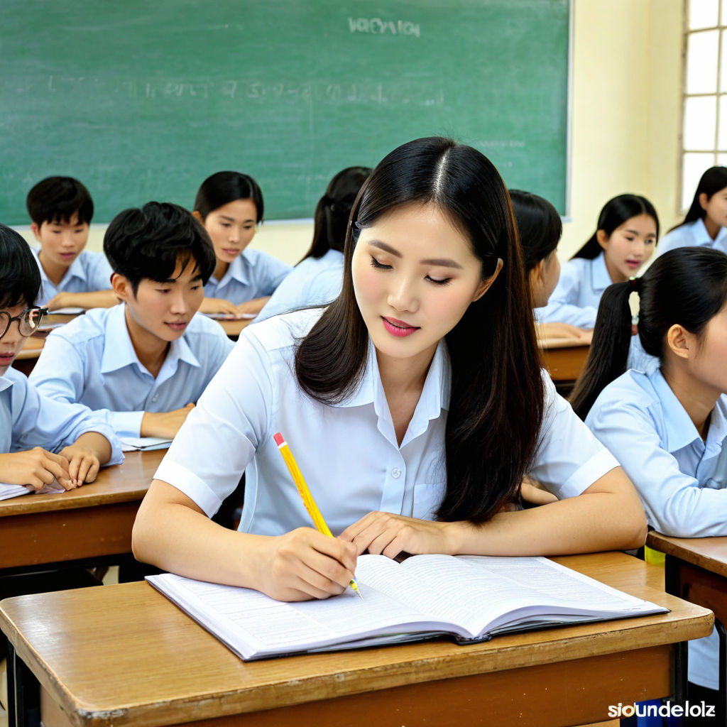 A Korean teacher works in the class with many Vietnam studen... by hwa ...