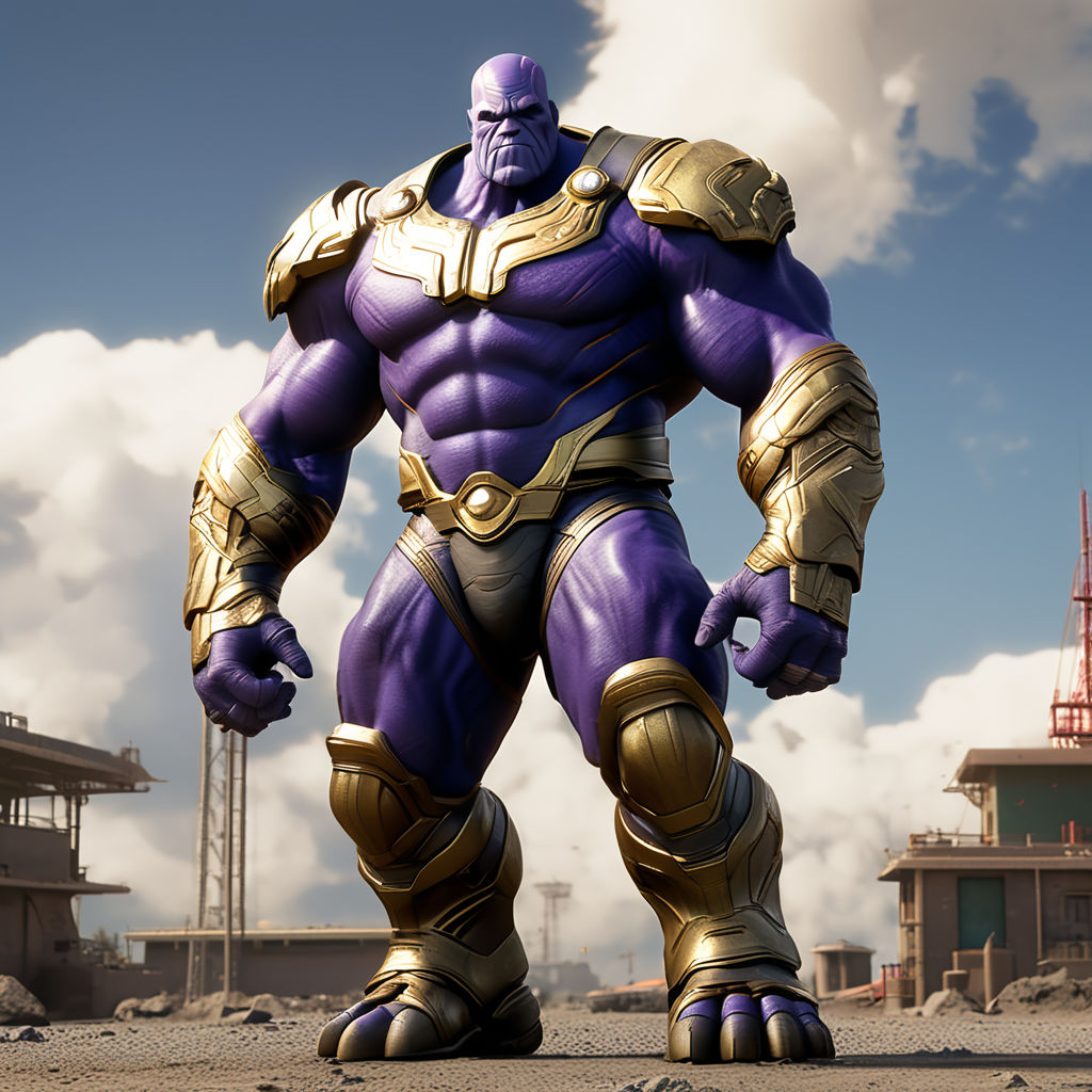 Realistic Thanos with huge muscles and big feet. Very muscle... by ...