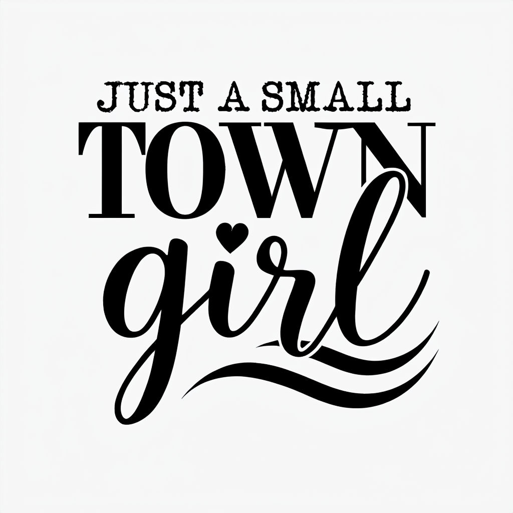 Modern Minimalist "Just A Small Town Girl" Logo for Hats