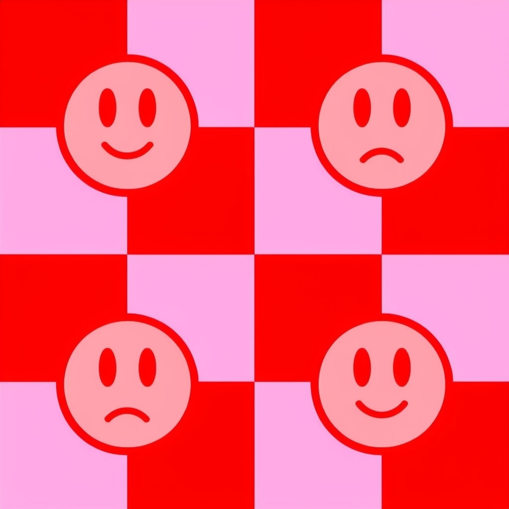 Playful Smiley Face Checkerboard Pattern Design Seamless Pattern