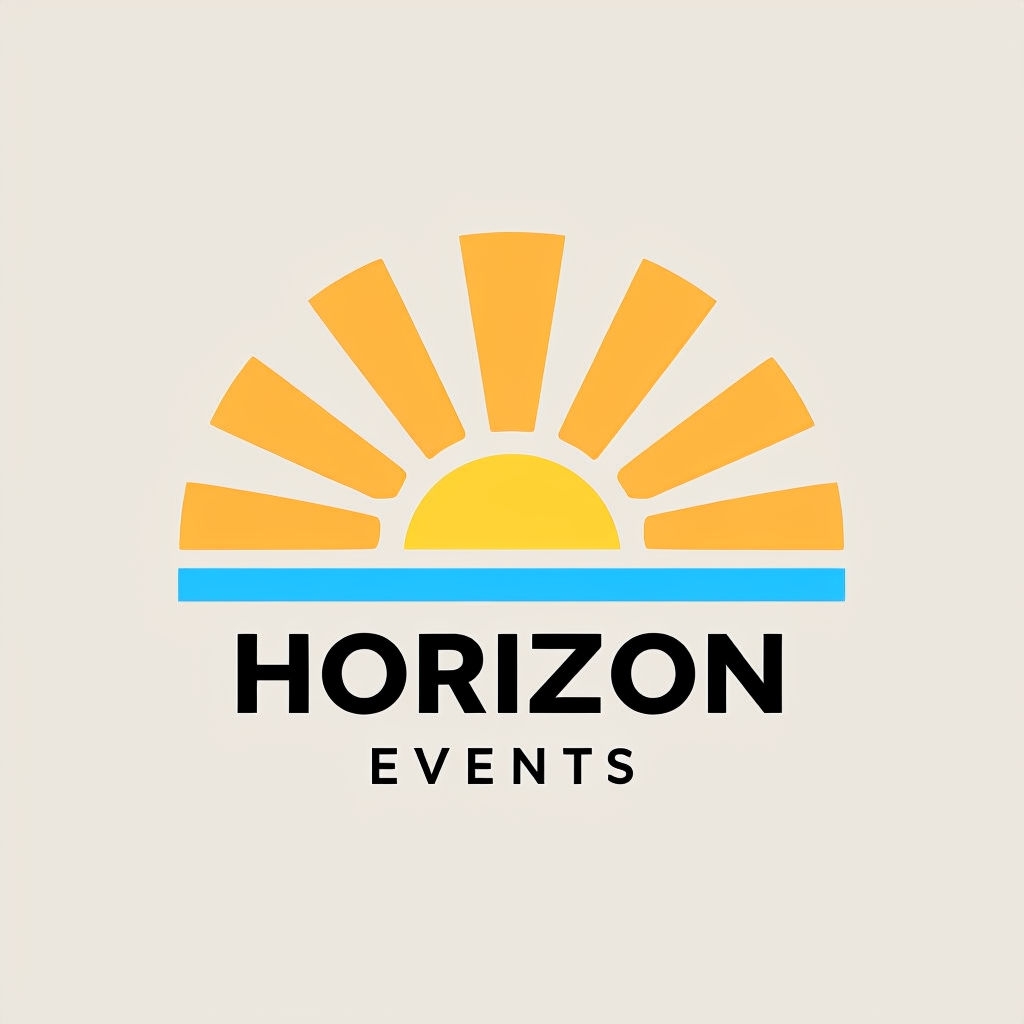 Stylish Minimalist Sunrise Horizon Events Logo Design