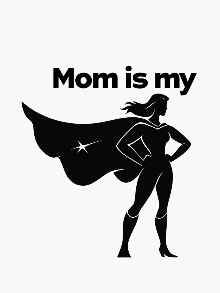Supermom Silhouette Minimalist Design T-Shirt